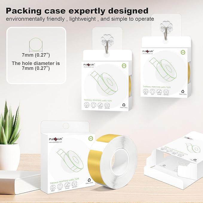 PARLAIM Label Maker Tape,Thermal Label 0.55"X1.18" (14mm X 30mm) 840 Labels/4Rolls,Thermal Sticker Compatible with D30 Label Printer,Self-Adhesive Label Tape for Home Office Small Business (Gold)
