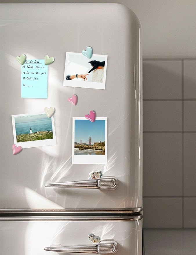 Mymazn 20Pcs Fridge Magnets Cute Refrigerator Magnet, Colorful Magnets for Whiteboard Cabinet Locker, Heart Decorative Magnets for Classroom Kitchen Office