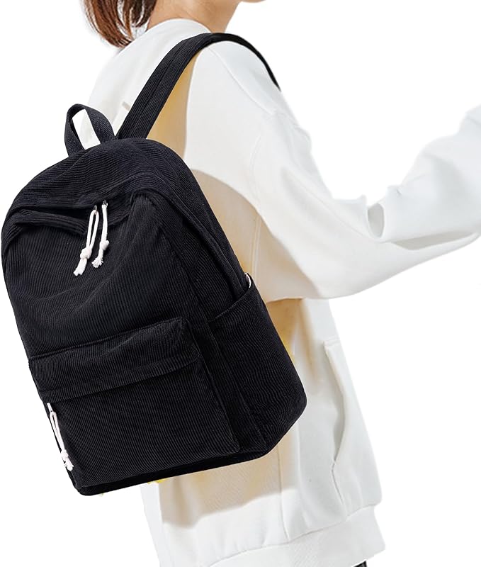 School Backpack for Teens Large Corduroy Bookbag Lightweight 15.6 inch Laptop Bag for Girls Women Casual High School College