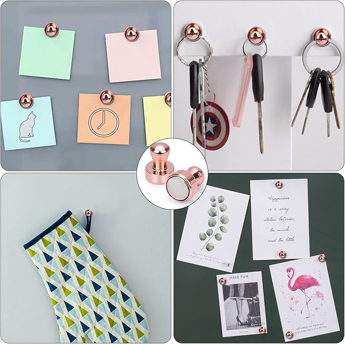 LOVIMAG 20 PCS Refrigerator Magnets, Rose Gold Fridge Magnets Strong Magnet for Whiteboard, Small Neodymium Magnet Ideal for Push Pin Magnetic, Office, Classroom, Map
