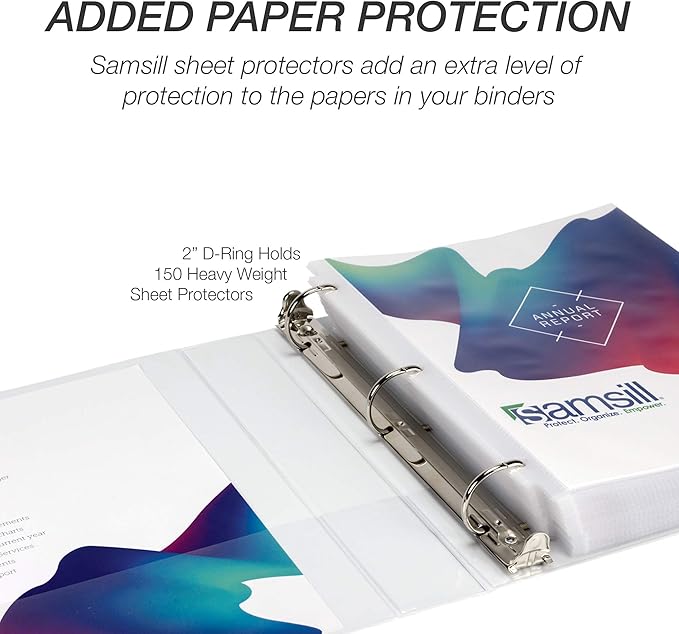 Samsill Durable 2 inch 3 Ring Binder, Made in USA, D Ring Binder, FSC 100% Recycled Chipboard, White, 4 Pack