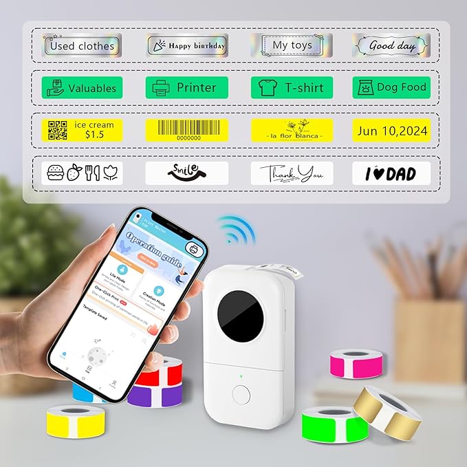 Thermal Label Tape 0.55"x1.57"(14x40mm) 4 Rolls,640Pcs,Waterproof,Oil-Proof,Strong Adhesive Thermal Labels,Compatible with D30 Portable Thermal Printer,for Home,Office,Storage,Sliver.