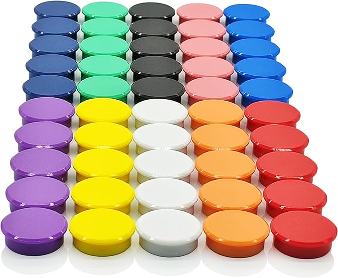 Fridge Magnets, 50 Pack Strong Refrigerator Magnets, Colorful Cute Mini Round Magnets for Whiteboard, 10 Colors Heavy Duty Small Magnet for Fridge Office Locker Crafts Classroom Dry Erase Board