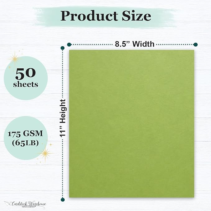 Cardstock Warehouse Pop-Tone Sour Apple Green Cardstock Paper โ 50 Sheets, 8.5 x 11" - 65 lb / 175 GSM Premium Green Card Stock for Die-cutting, Crafts, Printing, Card Making and DIY Projects