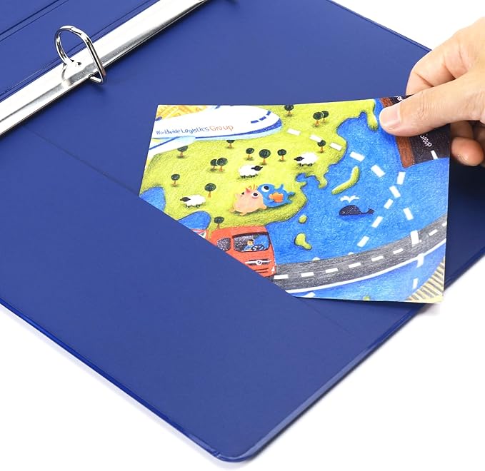 COMIX Sturdy 1 Inch Binders 3 Ring with Clear View Cover, 1" Slant-D Ring View Binder Holds 225 Sheets of US Letter Size Paper, 6 Pack (Blue)