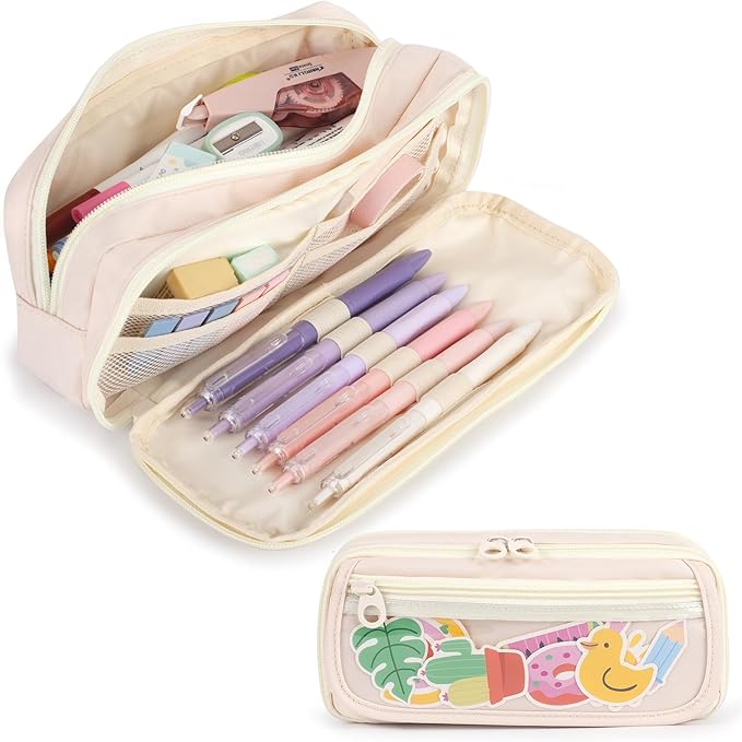 Large Capacity Pencil Case with Compartments, School Pencil Bags with Zipper, Big Storage Pen Bag for Teen Girl Boy Men Women, Adult Stationery Pen Bag for School College and Office