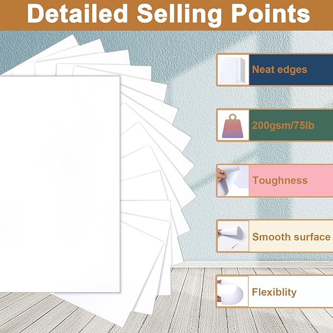 40 Sheets White Cardstock 8.5 x 11 Printer Paper, 75lb Heavyweight Paper White Card Stock for DIY Card Making, Greeting Cards, Business Cards, Wedding Invitations, Certificates, Menus