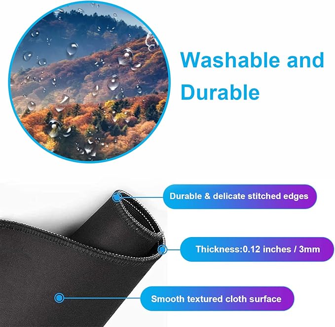 Large Extended Gaming Mouse Pad with Stitched Edges, Non-Slip Waterproof Rubber Base Mouse Pad for Office, Computer, Keyboard, Laptop and Home Desk Pad 35.4 x 15.7 x 0.12 Inch (Mountain Landscape)