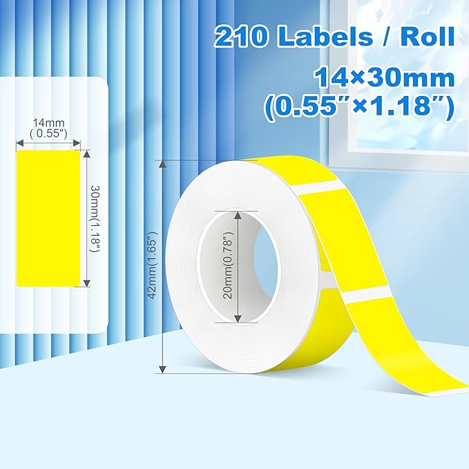 PARLAIM Label Maker Tape,Thermal Label 0.55"X1.18" (14mm X 30mm) 210 Labels/Roll,Thermal Sticker Compatible with D30 Label Printer,Self-Adhesive Label Tape for for Home Office Small Business (Yellow)