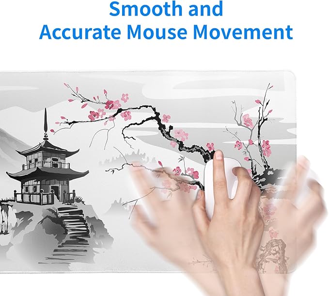 Desk Mat, Anime Desk Pad Mat, Desk Matt for Desktop, XL Large Mouse Pad for Desk, Anti-Slip Big Mousepad with Stitched Edges, Keyboard Pad Mouse Mat for Gaming and Office (Cherry Blossom 6)