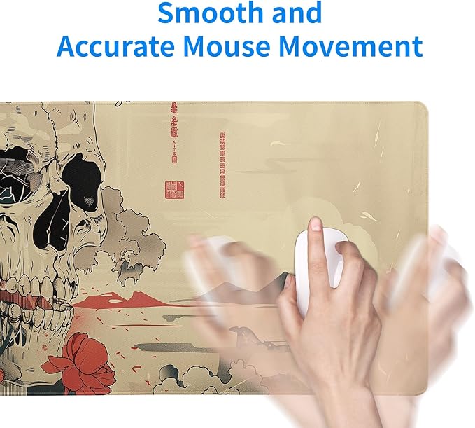 Japanese Ukiyo-e XL Anime Big Mouse Pads Large Skull Gaming Mouse Pad for Men Desk Pad with Stitched Edges Non-Slip Large Computer Mat, 31.5x11.8 in