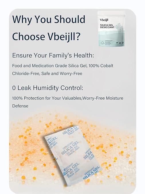 Premium Desiccant Silica Gel Packets with Color Indicating - Rechargeable Moisture Absorbers for Food Grade Silica Packets for Foods, Seeds, 3D Filaments, Electronics, Safes (20, 5 Gram)