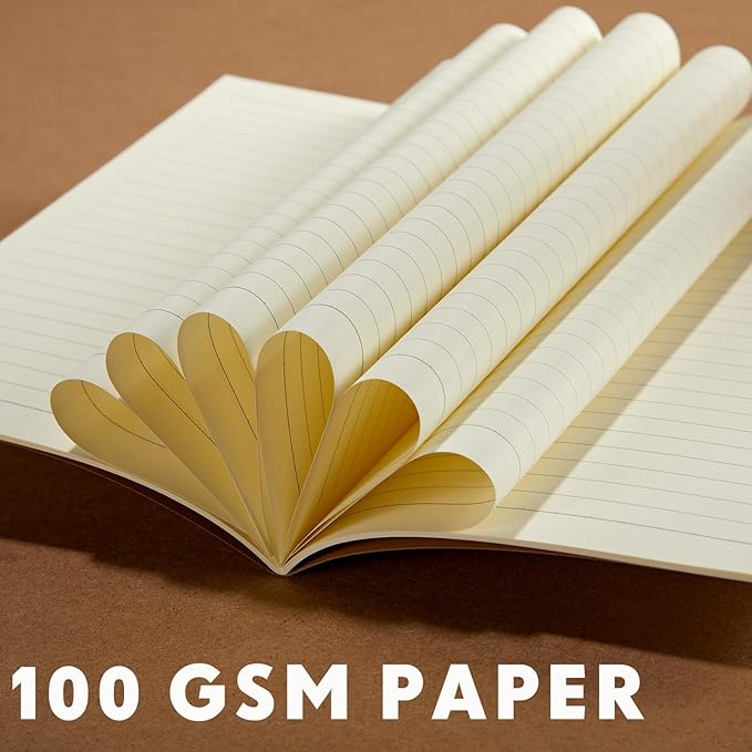 Mimorou 100 Pcs Kraft Notebook Journals 5.5 Inch x 8.3 Inch A5 Softcover Notebooks Bulk for Writing Sketch Office Notepad with 60 Pages 30 Sheets(Brown, Navy,Lined)