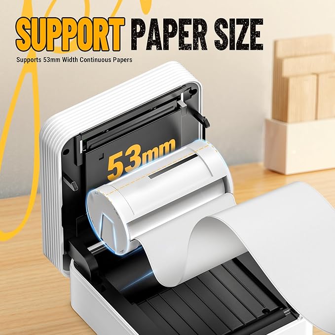 Nelko Sticker Printer, PM230 Print Pod Mini Bluetooth Portabel Sticker Maker with 3 Rolls Paper, Print Pods Mini Printer with Multiple Templates for Phone & Tablet,for School Office Home, White