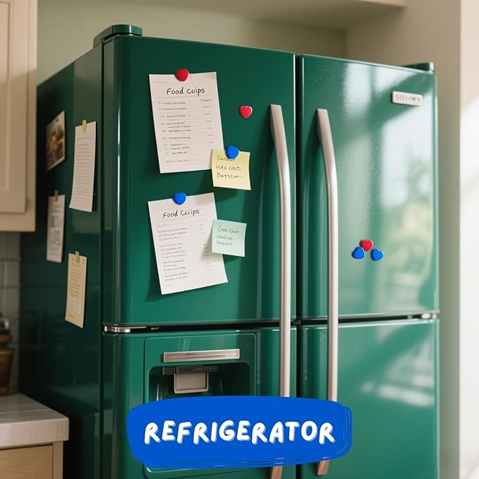 Fridge Magnets - 20PCS Cute Heart Mini Refrigerator Magnets for Whiteboard, Fridge & Locker, Decorative Heavy Duty Magnets - Small Strong Kitchen Magnet for Office, Classroom, School (Red+Blue)