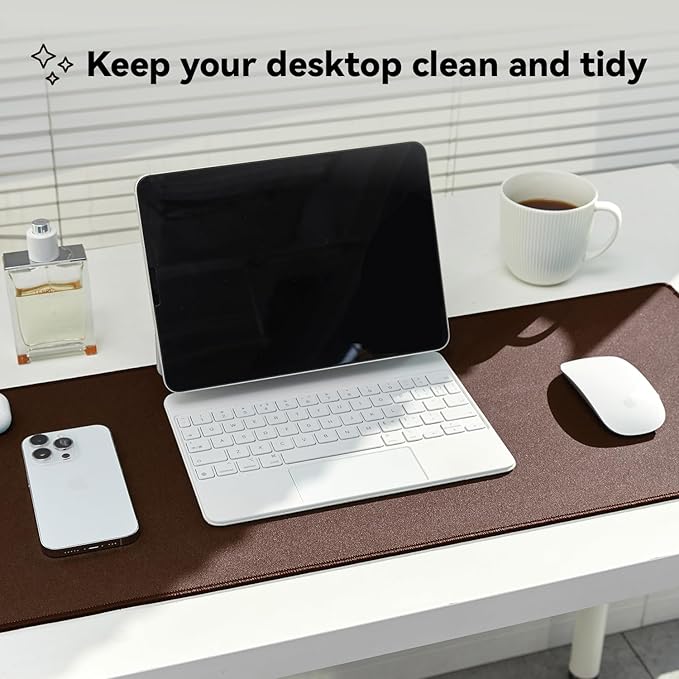 Waterproof Large Gaming Mouse Pad with Durable Stitched Edges, Non-Slip Rubber Base, Grainy Jacquard Mouse Mat Desk Pad for Home Office Gaming, 27.5"*11.8"*0.12", Coffee