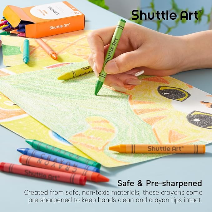 Shuttle Art Crayons Bulk Set - 40 Boxes of 24 Assorted Colors, 960 Count Durable & Non-Toxic Teacher-Quality Crayons, School Supplies bulk For Family Class Party Favors