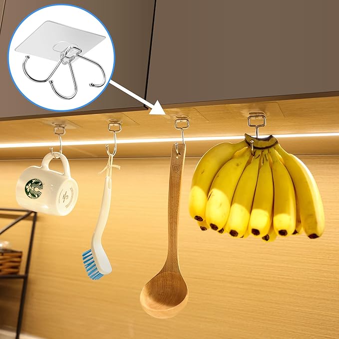 Antimbee 30-Pack All-Purpose Adhesive Hooks for Hanging, Wreath Door Hanger Heavy Duty Hooks 37 lb(Max), Sticky Wall Hook fit Home, Bathroom, Kitchen, Office and Outdoor