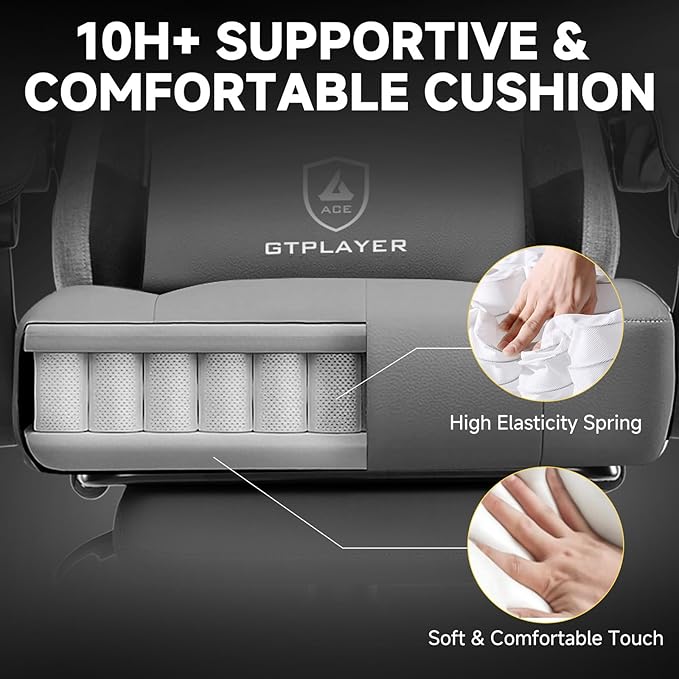 GTPLAYER Gaming Chair, Fabric Computer Office Chair with Pocket Spring Cushion, Ergonomic Office and Gaming, Video Gaming Chair with Linkage Armrests, High Back Desk Chair with Adjustable Recliner