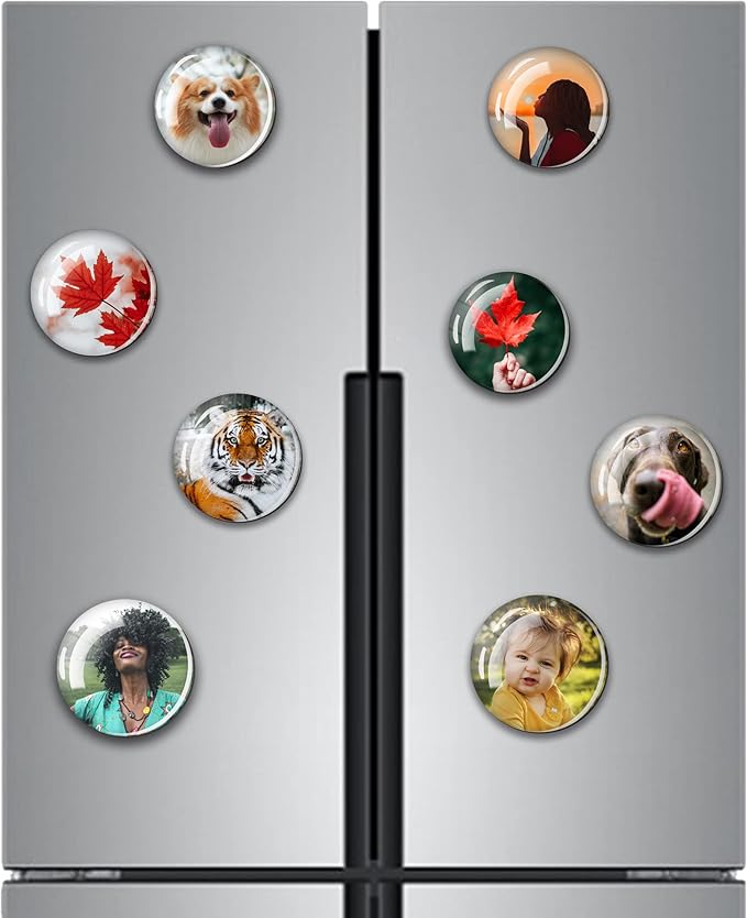 6PCS 50MM Picture Magnets Photo Custom Fridge Magnet Personalized Refrigerator Magnets for Whiteboard Decorative Funny Magnets for Kitchen Office Round Refrigerator Magnets