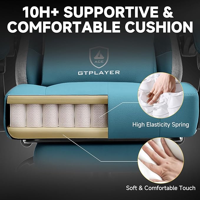 GTPLAYER Gaming Chair, Fabric Computer Office Chair with Pocket Spring Cushion, Ergonomic Office and Gaming, Video Gaming Chair with Linkage Armrests, High Back Desk Chair with Adjustable Recliner