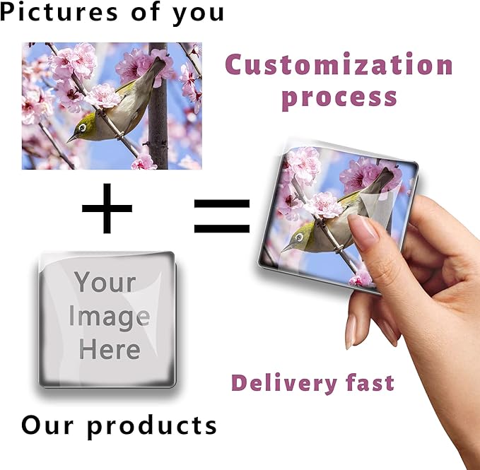 6PCS 50MM Square Picture Magnets Photo Custom Fridge Magnet Personalized Refrigerator Magnets for Whiteboard Decorative Funny Magnets for Kitchen Office
