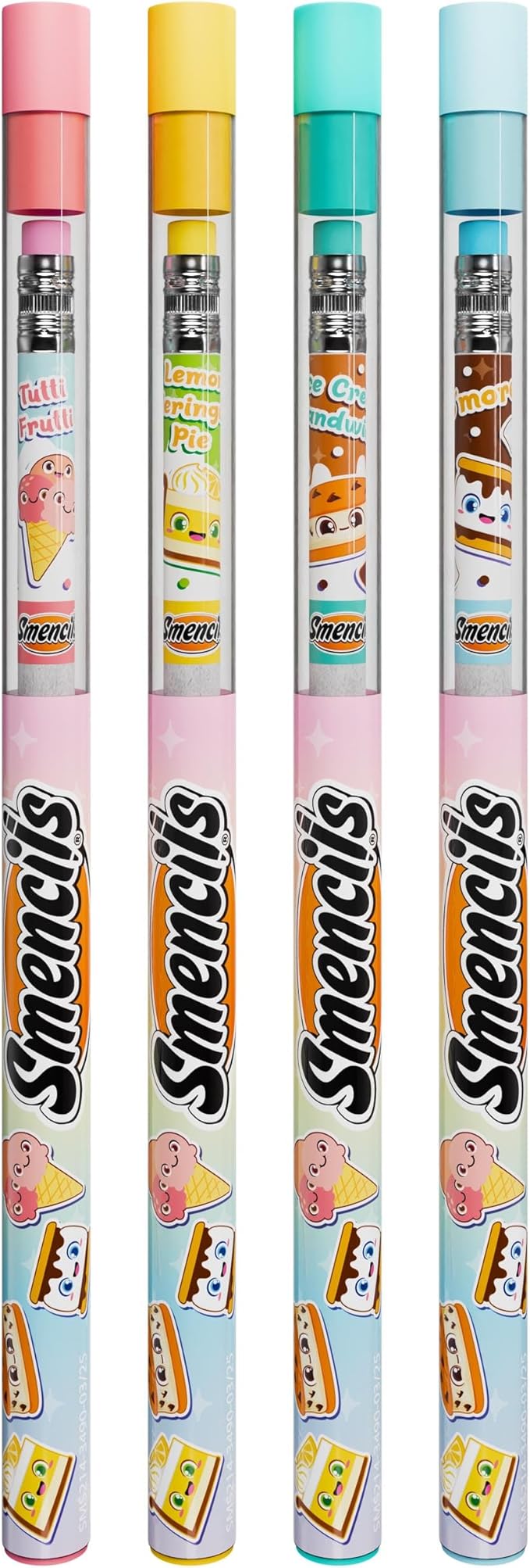 Smencils Dessert Scented Pencils – HB #2 Graphite Pencils Made from Recycled Newspapers, 4 Pack, Long-Lasting Gourmet Scents, Fun School Supplies & Gifts for Kids, Teachers, Classroom Rewards