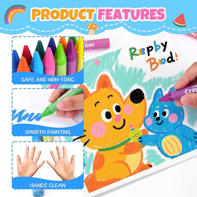 24 Colors Jumbo Crayons for Toddlers 1-3.Washable,Non-Toxic Crayon for Toddlers Ages 4-8.Easy to Hold and Unbreakable Big Toddler Crayons for Toddler Coloring.Best Gift for Holiday ,Travel and Art