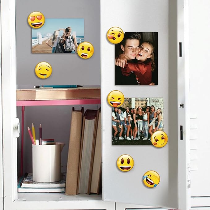 MORCART 16pcs Emoji Fridge Magnets Cute Refrigerator Magnets for Locker, Whiteboard, Decorative Classroom, Kitchen, Office Gifts for Teachers Family and Friends