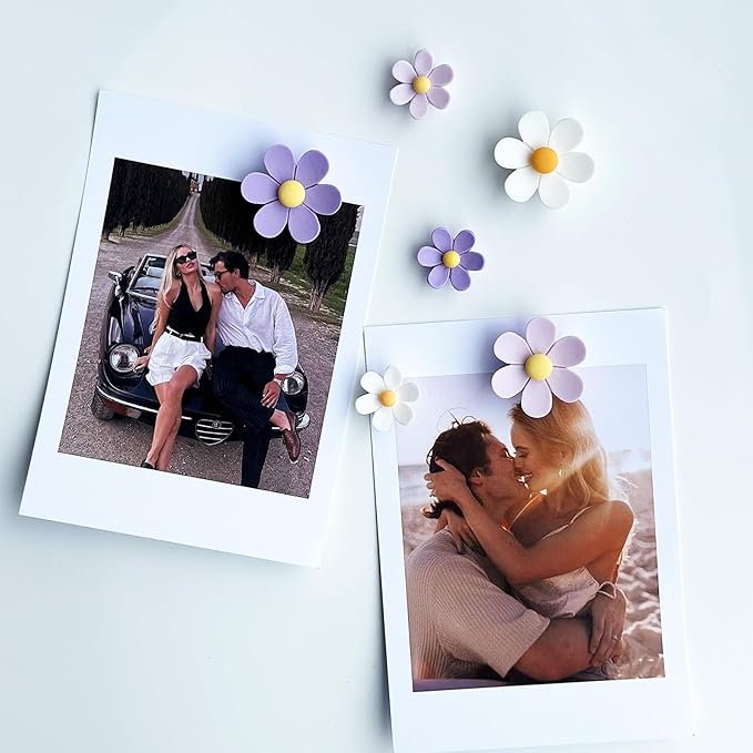 16 pcs - Cute Flower Magnet, Purple Magnet for Fridge and Locker, Whiteboard, and Decoration (16 pcs-Flower-Purple)