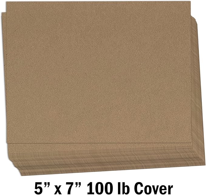 Hamilco Brown Kraft Cardstock Paper Cards 5x7" Thick Blank Card Stock Heavy Weight 100 lb Cover - 100 Pack