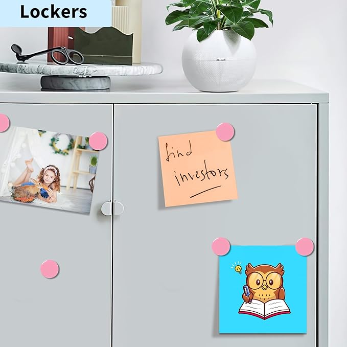 Fridge Magnets, 30 Pack Strong Small Heavy Duty Magnets, Decorative Mini Cute Round Refrigerator Magnets for Whiteboard, Crafts, Fridge, Locker, Classroom, Office,Kitchen (Pink)