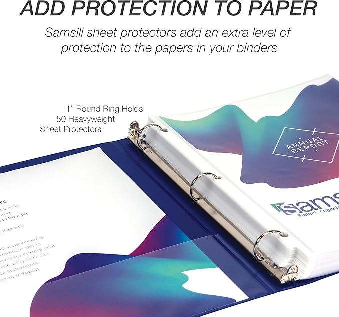 Samsill 1 Inch Document Storage Binder, Made in USA, FSC 100% Recyled Chipboard, Round Ring, 3 Ring Binder, 24 Pack, Navy