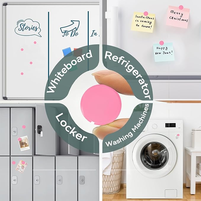 Fridge Magnets, 30 Pack Strong Small Refrigerator Magnets, Heavy Duty Cute Mini Whiteboard Round Magnets for Locker, Office, Classroom, Kitchen, Pink