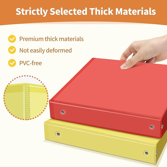 SUNEE 3 Ring Binder 1.5 Inch 1 Pack, Clear View Binder Three Ring PVC-Free (Fit 8.5x11 Inches) for School or Office Supplies, Yellow