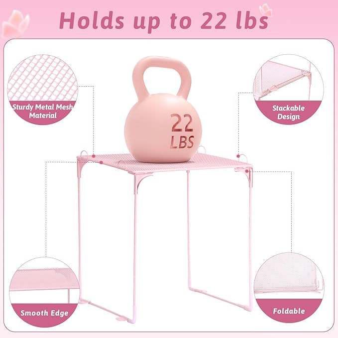 HAUTOCO 16 Pcs Locker Accessories for Girls Pink Locker Organizer Decorations with Shelf, Rugs, Magnetic Wallpaper, Whiteboard, Mirror, Markers, Pen Holder, Magnets, Back to School Work Essentials