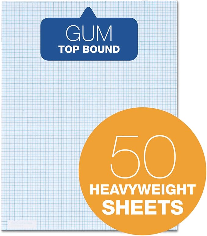 TOPS Quadrille Pad, Gum-Top, 8-1/2 x 11 Inches, Quad Rule , White Paper, 50 Sheets per Pad (33081)