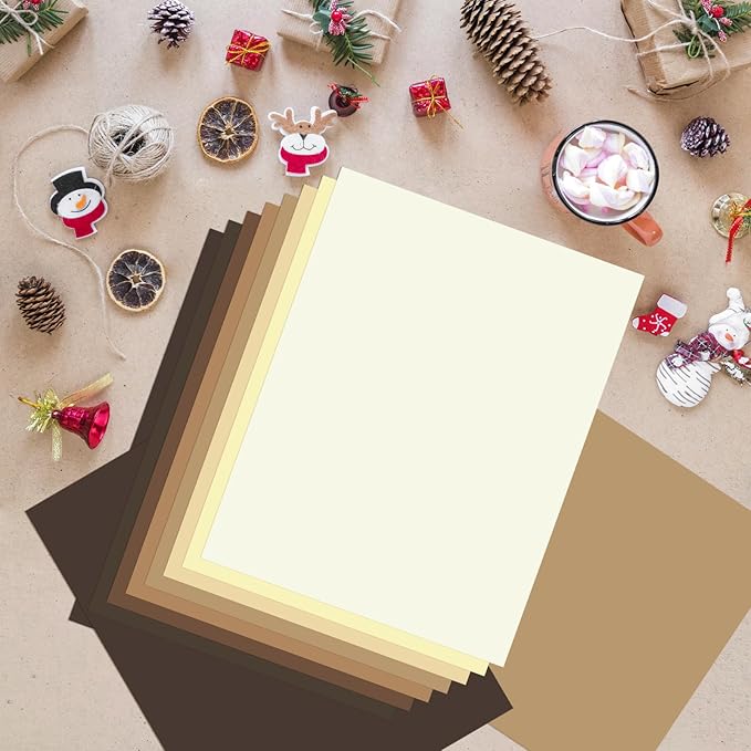OcePor 80 Sheets Brown Cardstock Paper, Colored Printer Paper 8.5 x 11, Thick Construction for Cards Making, Scrapbook,Office Printing, Invitations, Certificates,DIY Crafting 92 lb/250gsm