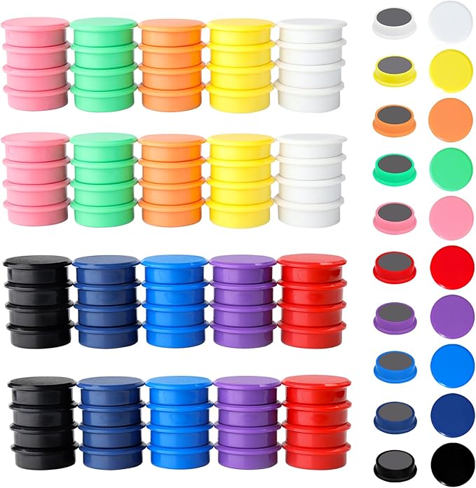 ZDZBLX Fridge Magnets, Heavy Duty Strong Refrigerator Magnets for Whiteboard Locker, 100 Pack Decorative Round Magnets in 10 Colors, Cute Colored Magnet for Fridge, Office, Kitchen, Classroom, Home