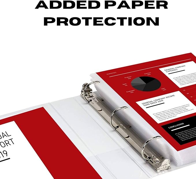 Office Werks 3 Ring Binder, Professional D Ring 2.5 Inch, 12 Presentation Folder for Standard Pages 8.5 x 11 with Pockets, Crystal Clear View White (12 Pack)