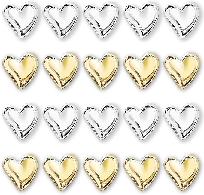 22Pcs Fridge Magnets,Cute Love Heart Decorative Magnets, Refrigerator Magnets for Whiteboard Cabinet Locker,Strong Holding Power,Gold and Silver