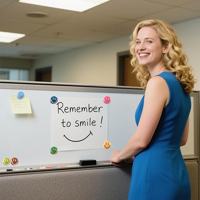 12Pcs Fridge Magnets - Smiley Face Cute Refrigerator Magnets - Colorful Decorative Small Magnets for Whiteboard Locker Cabinet - Classroom Kitchen Office Decor (3mm Magnet Set)- SMILE EVERYDAY