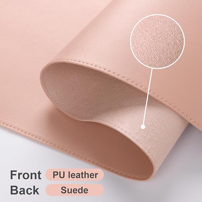 DAWNTREES Desk Mat Protector,PU Leather Desk Pad,Non Slip, Large Mouse Pad and Keyboard Mat, Waterproof Writing Pad for Office and Home (Pink,39.4''x19.7'')