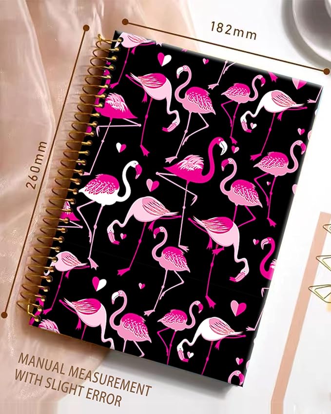 iampanda Spiral Journal Notebook,Strong Twin-Wire Binding with Premium Paper for Girl Women,60 Sheets A5 College Ruled Notebook/Journal,Perfect for School Office Home Gifts,Pink Flamingo Animal