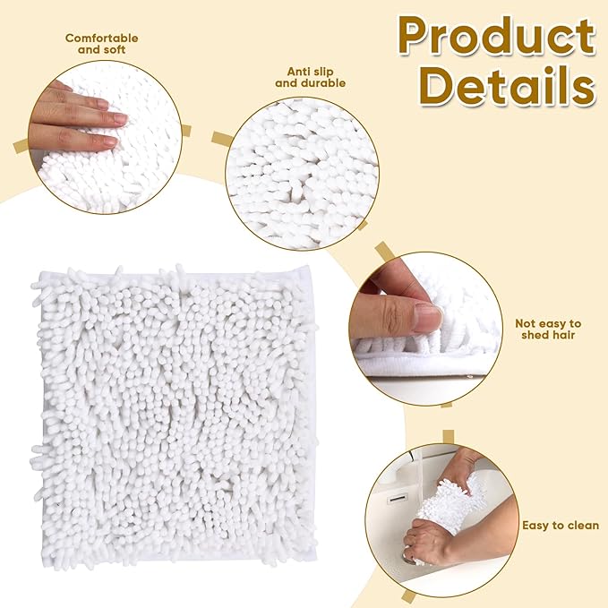 Locker Rug School Rugs Carpet Chenille 100% Microfiber Locker Carpet with Non Skid Backing Locker Decorations (White, 10 * 10)