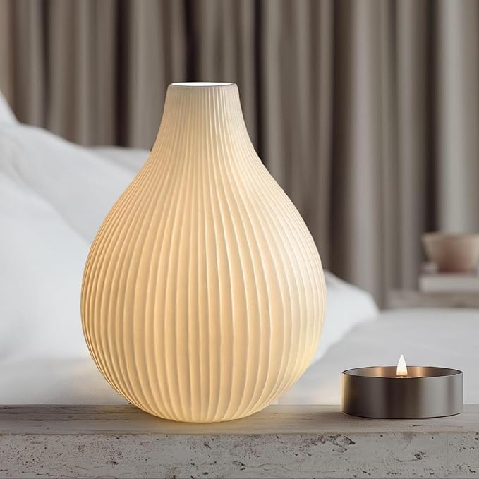 RONDURE 11.0" Modern Ceramic Table Lamp, Modern Bedside Lamps for Bedroom, Living Room and Nightstand, White Translucent Ceramic Shade, Warm Ambient Lighting, Home Decor