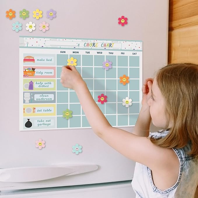 MORCART Fridge Magnets Cute Emoji Refrigerator Magnets Colorful Smiley Flower Magnets for Locker Whiteboard Decorative Magnets for Classroom Kitchen Office Gifts for Teachers Family and Friends 16PCS