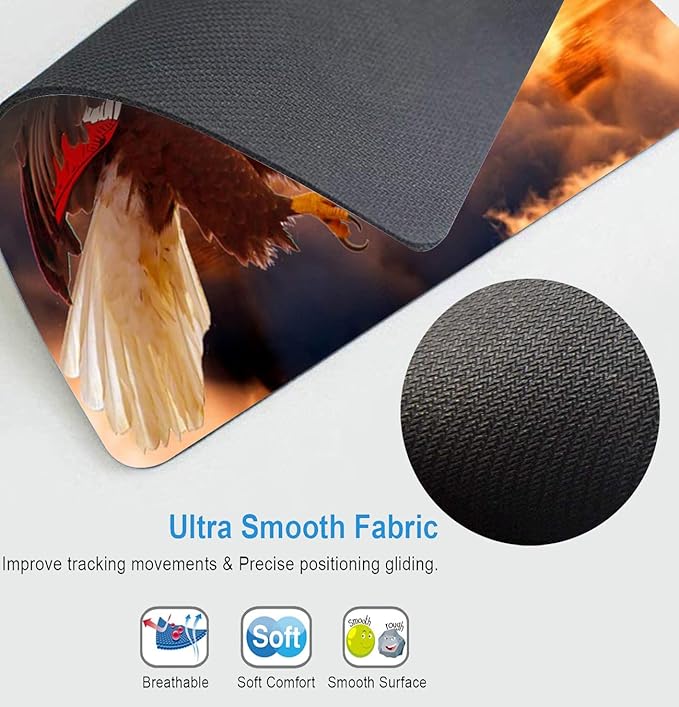 Customized Square Gaming Office Computer Mouse Pad, American Flag Eagle Anti Slip Rubber Desktop Mouse Pad