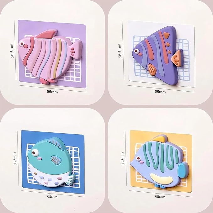 Cute Fishes Fridge Magnet Set - 4 Cute Colorful Fish Refrigerator Magnets to Add Fun to Your Home Appliances and Notes