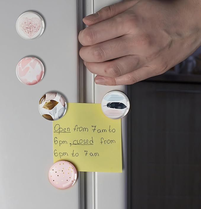 Cute Fridge Magnets, Round Crystal Glass Refrigerator Magnetic for Kitchen & Office Whiteboard Locker Accessories (12Pcs Pink)